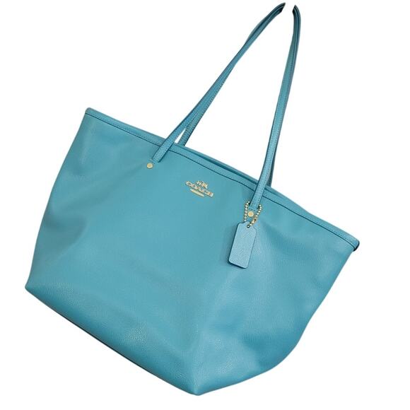 Coach Street Zip Tote Shoulder Bag Crossgrain Leather Womens Handbag Purse Large - Picture 2 of 11